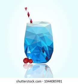 Low poly illustration of a glass cocktail drink. Polygon food icon. Made with vector triangles. Vector illustration
