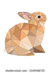 Low poly illustration. Hare, Rabbit vector illustration in polygonal style. rabbit isolated on white background on pop art style. LOW POLY LOGO ICON SYMBOL RABBIT POLYGONAL.