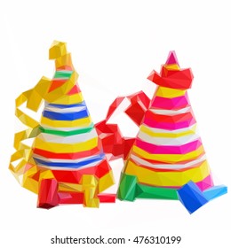 Low poly illustration Hats and Decorations for birthday party