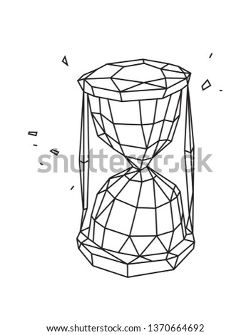 Low poly illustration of an hourglass. Vector. Outline drawing. Retro style. Background, symbol, emblem for the interior. Business metaphor.