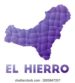 Low poly illustration of the island El Hierro. Purple geometric design. Polygonal vector illustration.
