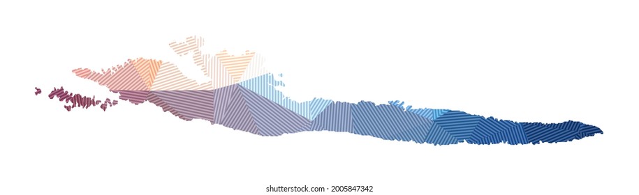 Low poly illustration of the island of Hvar. Geometric design with stripes. Vector illustration.