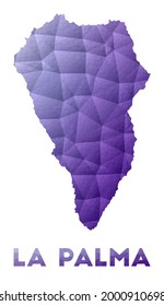 Low poly illustration of the island La Palma. Purple geometric design. Polygonal vector illustration.