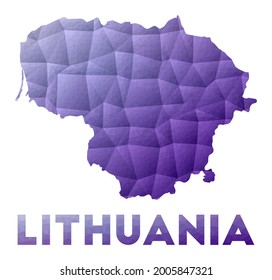 Karte von Litauen. Low-Poly-Illustration des Landes. violettes geometrisches Design. Polygonale Vektorgrafik.