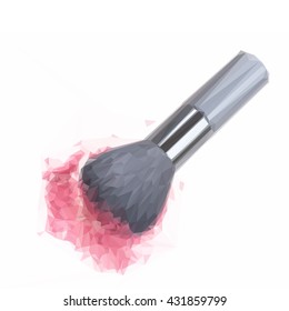 Low poly illustration make up brush with make up crumbles