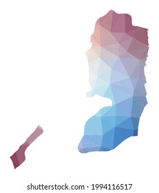 Mapa de Palestina. Baja ilustración policial del país. Diseño geométrico con rayas. Tecnología, Internet, concepto de red. Ilustración vectorial.