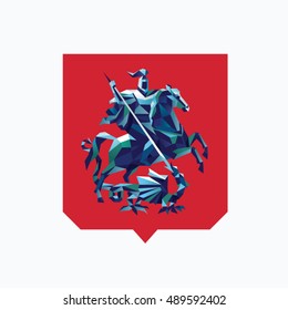 Low poly Illustration of Moscow city coat of arms, Russian Federation.