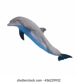 Low poly of illustration one jumping dolphin