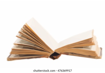 Low poly illustration of open old book