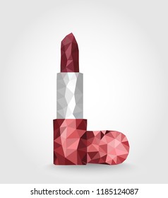 Low poly illustration of open red lipstick