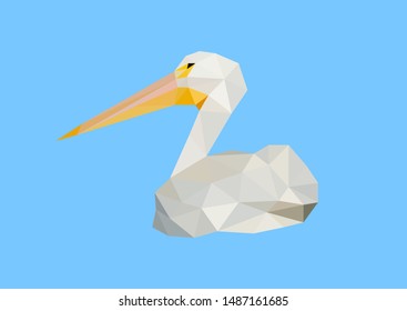 Low poly illustration of pelican
