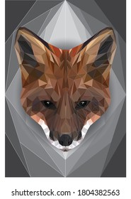 Low poly illustration of a red fox head abstract
