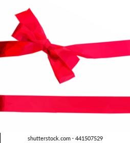 Low poly illustration of red silk bow