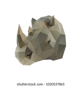 Low poly illustration. Rhino head. Polygonal art