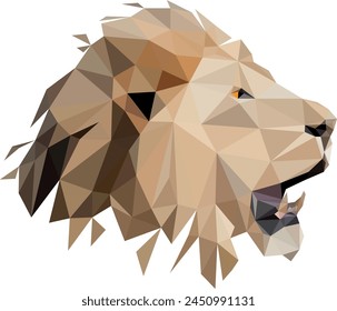a low poly illustration of a roaring lion