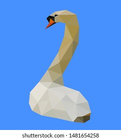 Low poly illustration of swan
