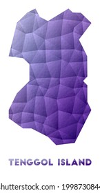 Low poly illustration of Tenggol Island. Purple geometric design. Polygonal vector illustration.