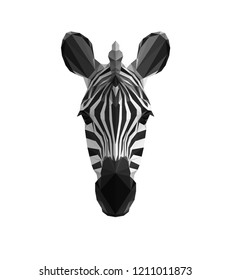 Low poly illustration. Triangle zebra head. Polygonal art