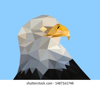 Low poly illustration of white eagle