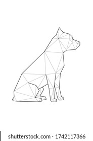 Low poly illustrations of dogs. Pitbull terrier sitting.