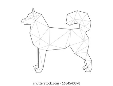 Low poly illustrations of dogs. Siberian Husky standing on white background.