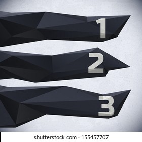 Low poly infographic with numbers on geometric shapes