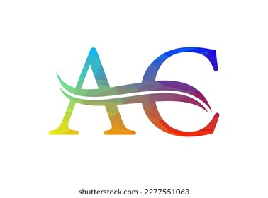 Low Poly and Initial AC Letter logo design, Vector design concept
