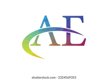 Low Poly and Initial AE Letter logo design, Vector design concept