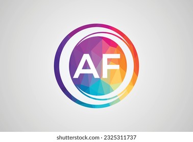 Logo-Design für Low-Poly-Logos und Initial-AF-Buchstaben, Vectordesign-Konzept