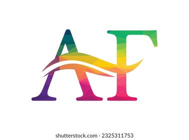 Low Poly and Initial AF Letter logo design, Vector design concept