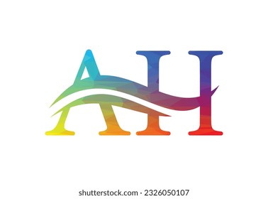 Low Poly and Initial AH Letter logo design, Vector design concept
