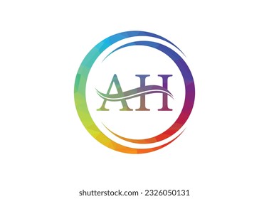 Low Poly and Initial AH Letter logo design, Vector design concept
