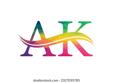 Logo-Design für Low-Poly- und Initial-AK-Buchstaben, Vectordesign-Konzept
