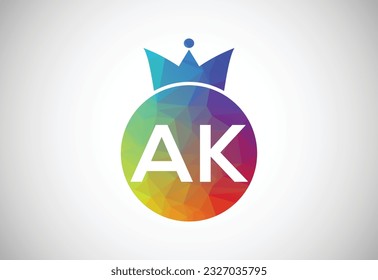 Low Poly and Initial AK Letter logo design, Vector design concept

