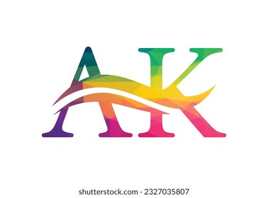 Low Poly and Initial AK Letter logo design, Vector design concept
