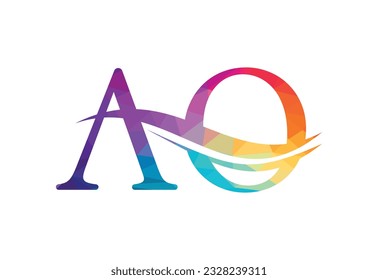 Low Poly and Initial AO Letter logo design, Vector design concept
