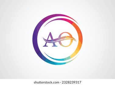 Low Poly and Initial AO Letter logo design, Vector design concept
