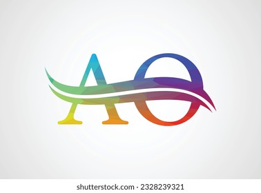 Low Poly and Initial AO Letter logo design, Vector design concept
