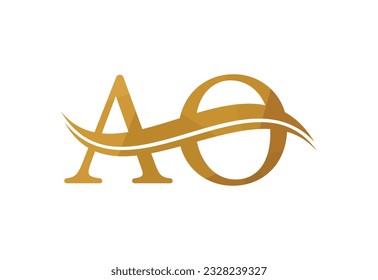 Low Poly and Initial AO Letter logo design, Vector design concept
