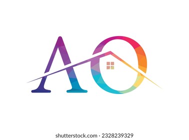 Low Poly and Initial AO Letter logo design, Vector design concept
