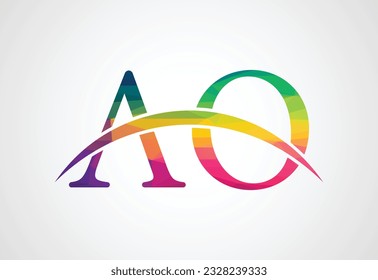 Low Poly and Initial AO Letter logo design, Vector design concept
