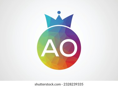 Low Poly and Initial AO Letter logo design, Vector design concept
