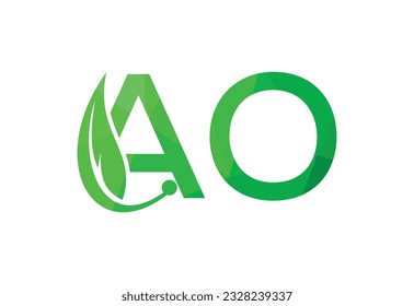 Low Poly and Initial AO Letter logo design, Vector design concept
