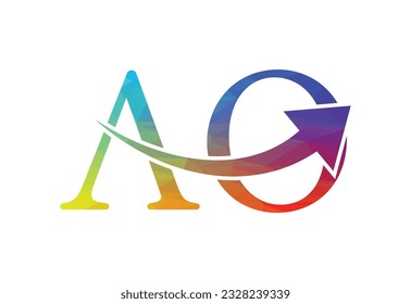 Low Poly and Initial AO Letter logo design, Vector design concept
