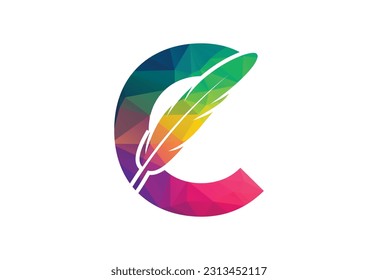 Low Poly and Initial C letter logo with Creative symbol, Vector design template
