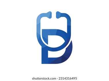 Low Poly and Initial D letter logo with Creative symbol, Vector design template
