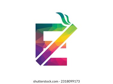 Low Poly and Initial E letter logo with Creative symbol, Vector design template

