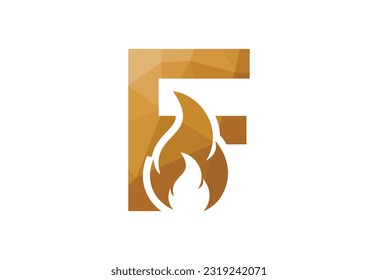 Low Poly and Initial F letter logo with Creative symbol, Vector design template