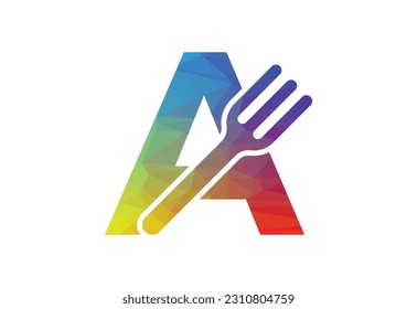 Low Poly and Initial A letter logo with Creative symbol, Vector design template
