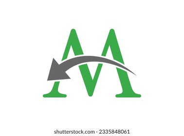Low Poly and initial M letter logo design, Vector illustration